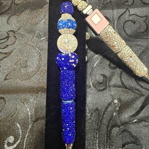Elegant Blue and Silver Beaded Pen